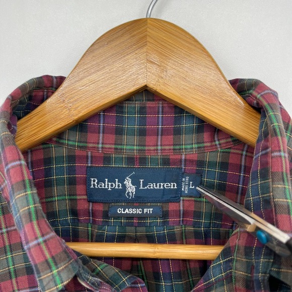 Polo Ralph Lauren Long Sleeve Button Shirt Men's L Multicolor Plaid Print Classi - Picture 5 of 9